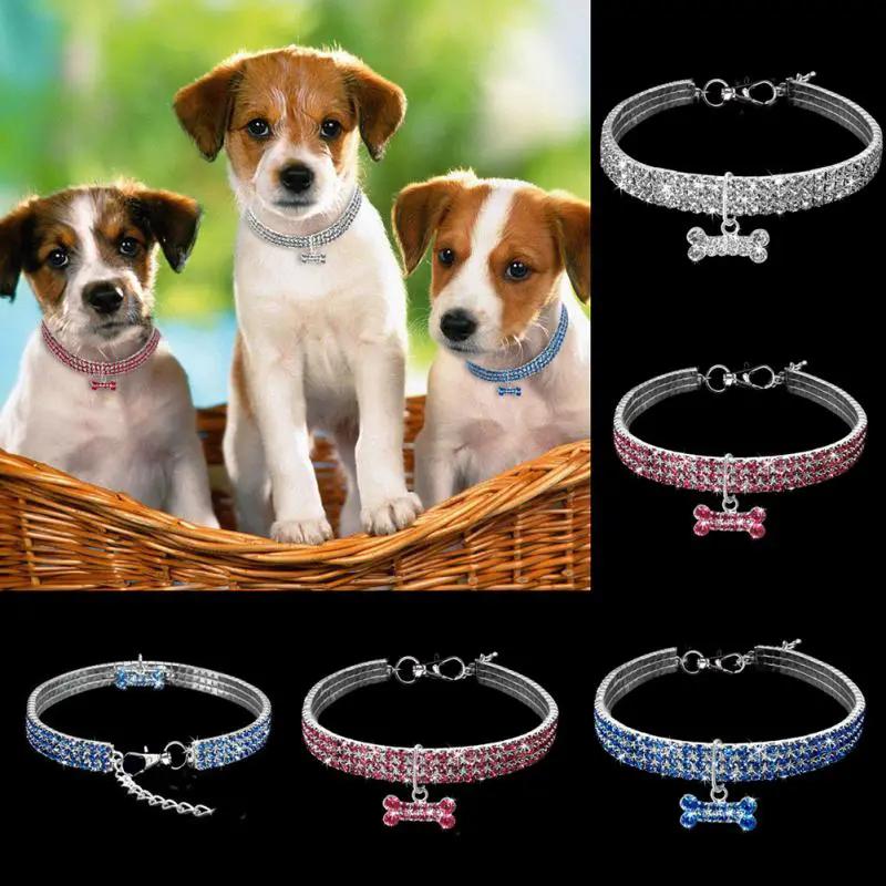 Bling Rhinestone Dog Collar Crystal Puppy Chihuahua Pet Dog Collars Leash For Small Medium Dogs Cats by My Store