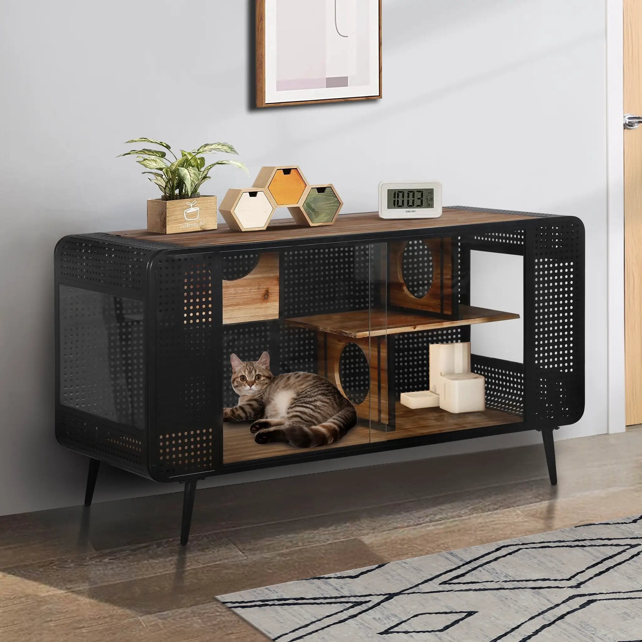 Modern Spacious Cat House Black + Brown by HouseOfZazla