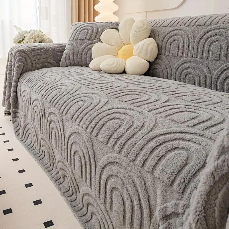 Luxurious Four Seasons Jacquard slipcover for couch in gray, waterproof sofa cover