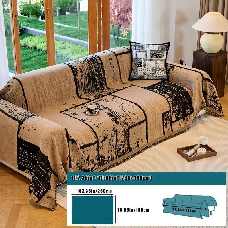 Luxury Pet Cover for Leather Sofa by topspet, beige/black abstract pattern, non-slip, machine washable