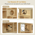 Bild in Galerie-Betrachter laden, Modern 2-in-1 wooden cat house bookshelf set of 2 in natural wood finish by Sangria Beech
