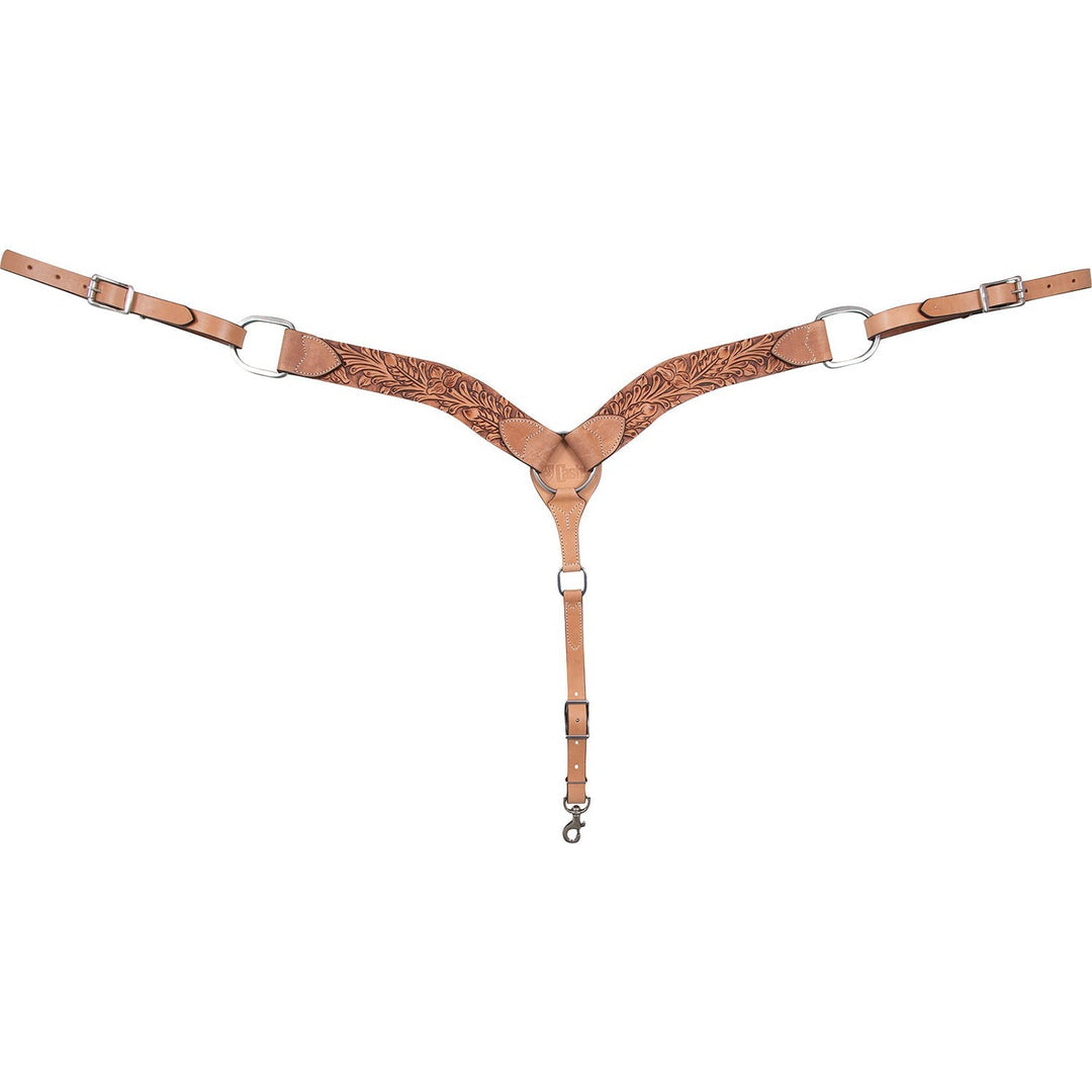 Cashel Antiqued Leaf Tooled Leather Breast Collar, 2.25"