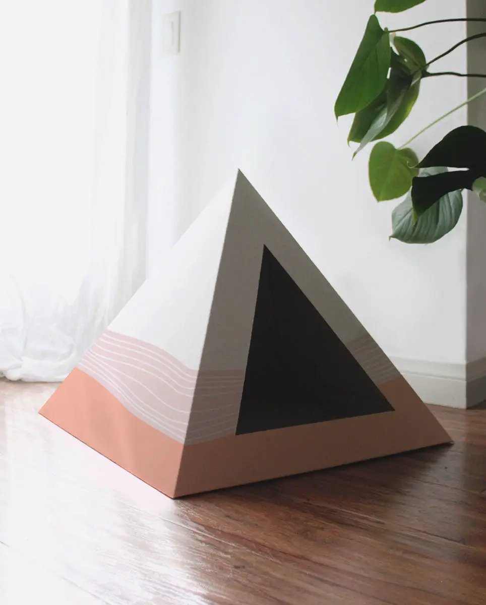 Kitty Kardboard Wavey Cardboard Cat Pyramid Modern Art Decor by KittyKardboard