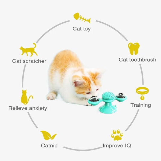STEVVEX Interactive LED Windmill Cat Toy With Catnip Suction Base by Stevvex