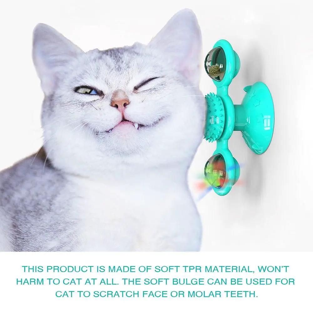 STEVVEX Interactive LED Windmill Cat Toy With Catnip Suction Base by Stevvex