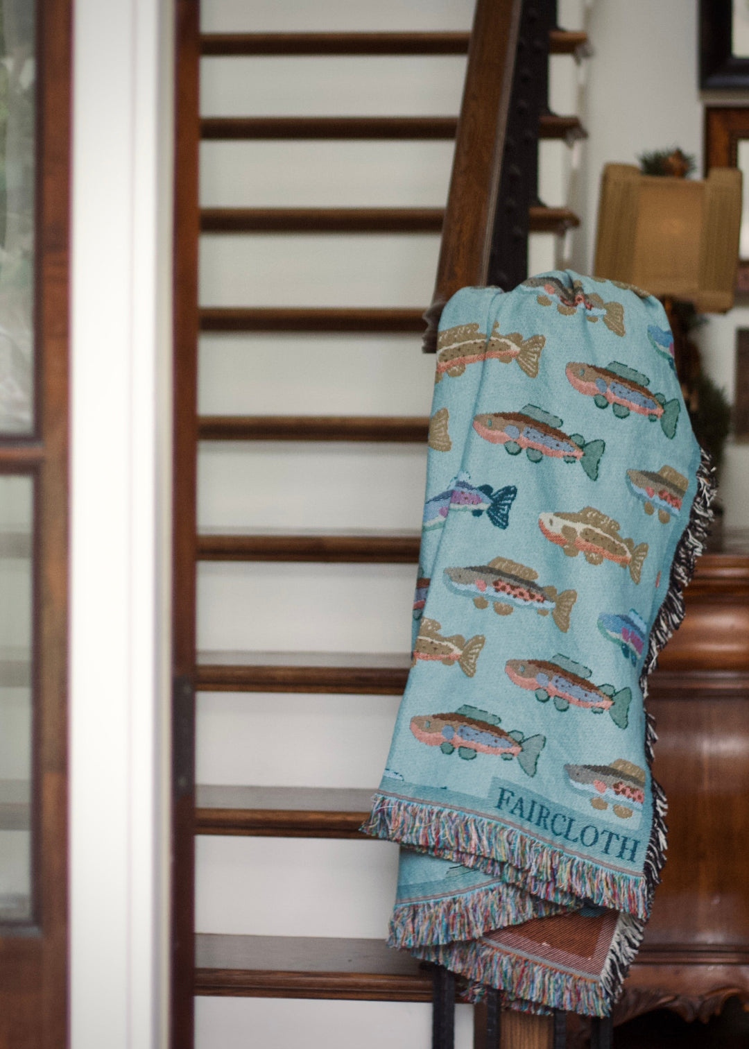 Faircloth Catch and Repeat Trout Cotton Throw Blanket