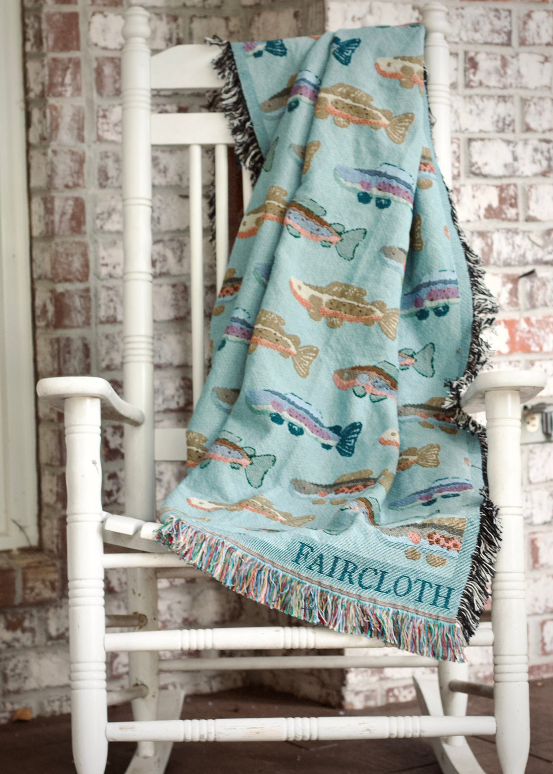 Faircloth Catch and Repeat Trout Cotton Throw Blanket