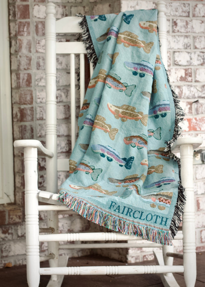 Faircloth Catch and Repeat Trout Cotton Throw Blanket