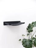 Load image into Gallery viewer, Cat hammock shelf wall mount; black metal base with gray fabric hammock, Enjoy The Wood B2B
