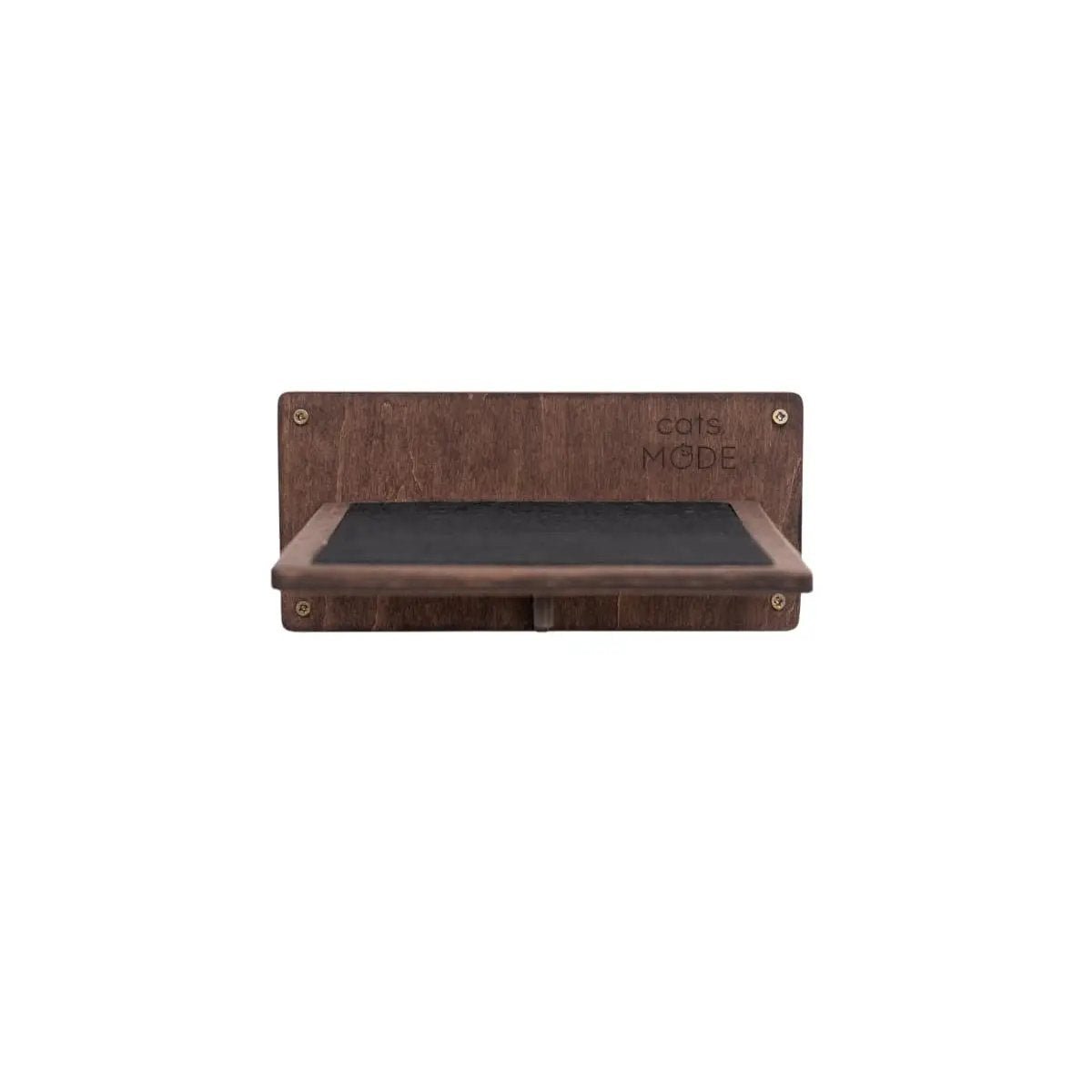 Wall climbing steps for cats by Enjoy The Wood B2B; brown wooden wall mount with black non-slip surface