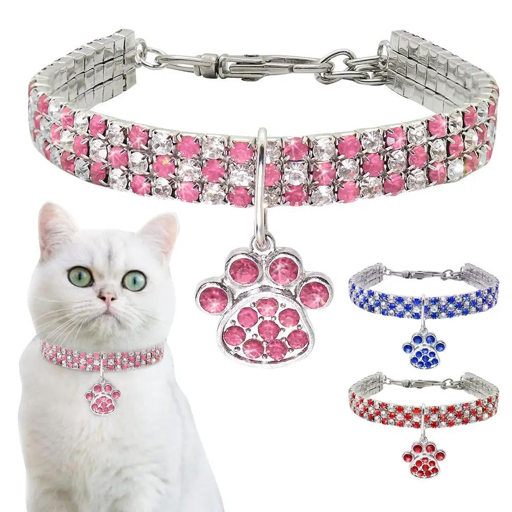 Pet Collar With Diamonds, Mixed-color Cat And Dog Supplies, Cat Claws, Elastic Cat And Dog Necklace Jewelry by My Store