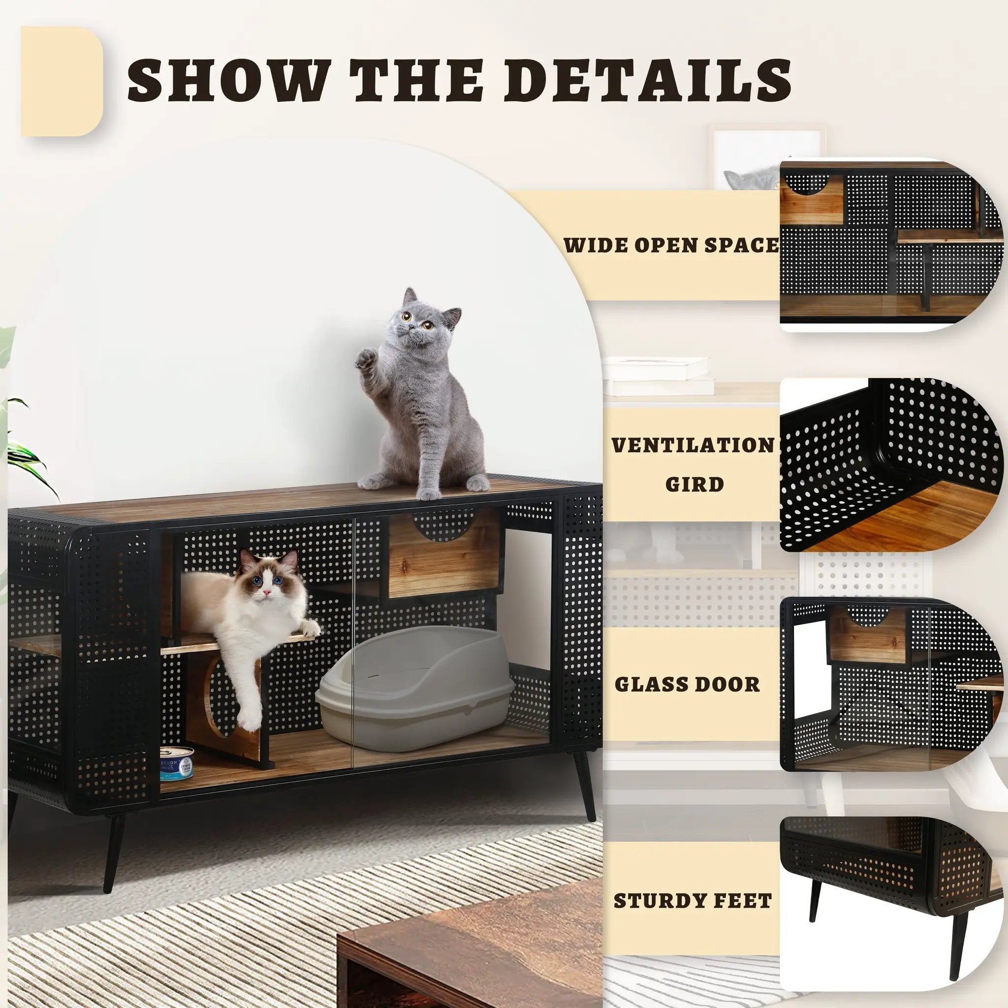 Modern Spacious Cat House Black + Brown by HouseOfZazla