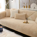 Load image into Gallery viewer, Luxurious rabbit fur sofa slipcover; ribbed light beige fabric, non-slip for dogs
