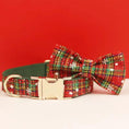 Bild in Galerie-Betrachter laden, Festive Pets Christmas Plaid No Pull Dog Harness Set Collar Leash Personalized Engraved Buckle Tailored Fit by DDPaws
