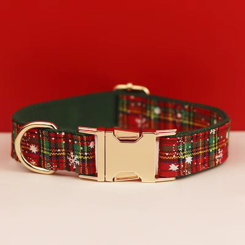 Festive Pets Christmas Plaid No Pull Dog Harness Set Collar Leash Personalized Engraved Buckle Tailored Fit by DDPaws
