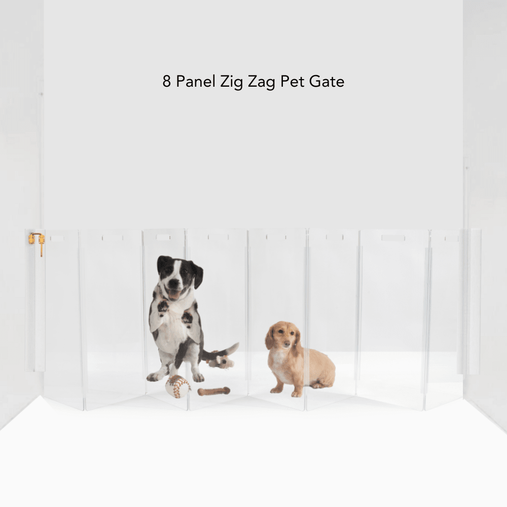 Hiddin Clear Acrylic Wall-Mounted Zig Zag Pet Gate – 30 in High
