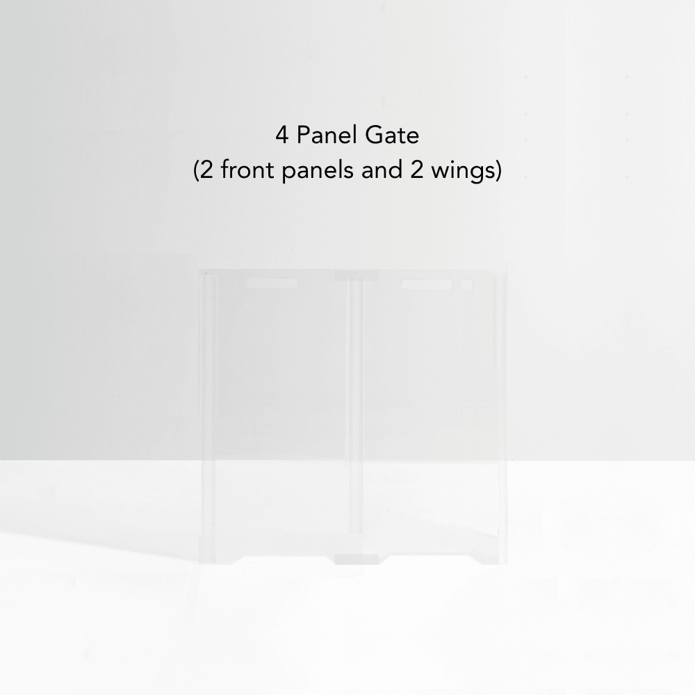 Hiddin Clear Front Pet Gate with Pivoting Side Panels