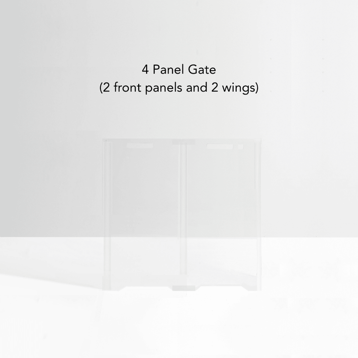 Hiddin Clear Front Pet Gate with Pivoting Side Panels