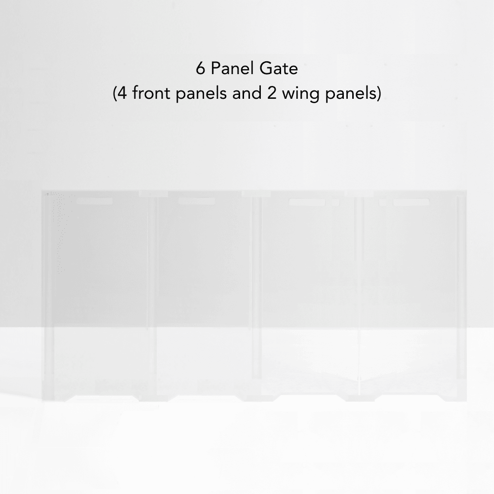 Hiddin Clear Front Pet Gate with Pivoting Side Panels