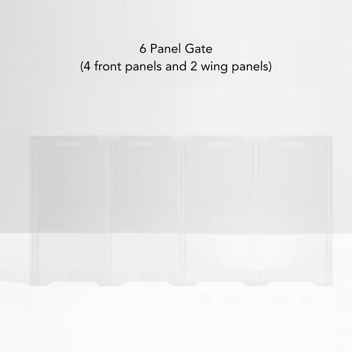 Hiddin Clear Front Pet Gate with Pivoting Side Panels