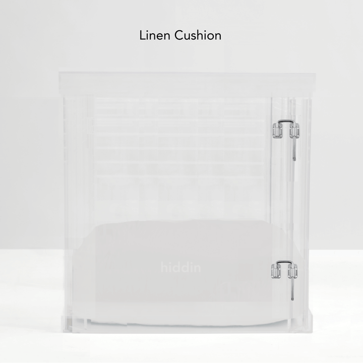Hiddin Clear Acrylic Dog Crate – Medium, Silver Latch