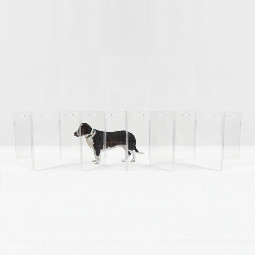 Hiddin Low Clear Acrylic Zig Zag Pet Gate – Freestanding, 24 in High