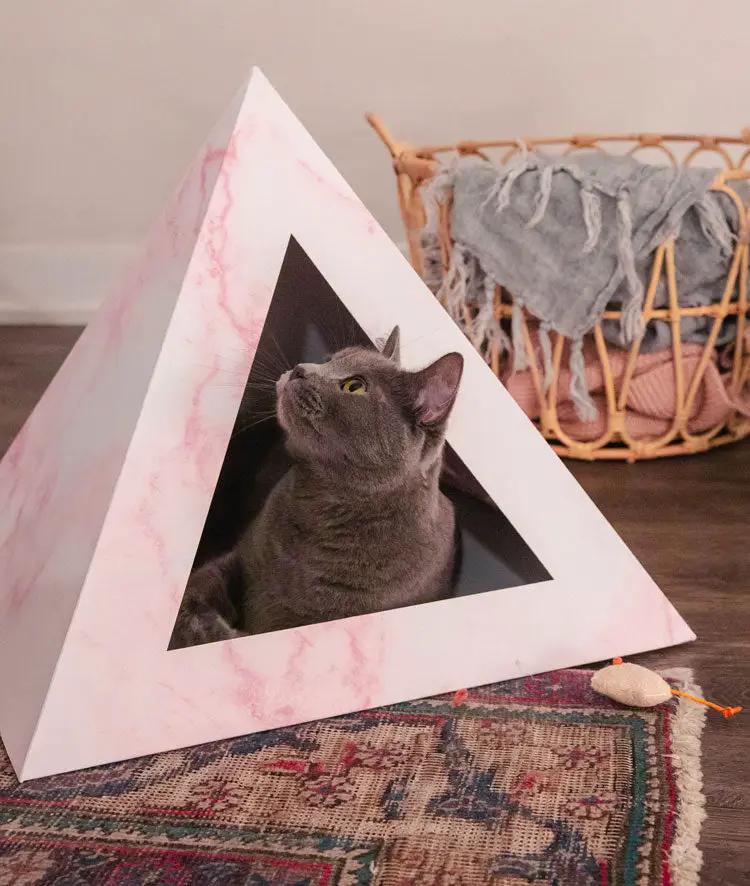Kitty Kardboard Rose Quartz Cardboard Cat Pyramid Stylish Decor by KittyKardboard