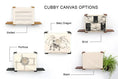 Carica l'immagine nel visualizzatore della galleria, Deluxe Cat Cubby Bed canvas options (5): Baby Dragon, Slotted, Porthole, Brick, Blank; by Catastrophic Creations.

