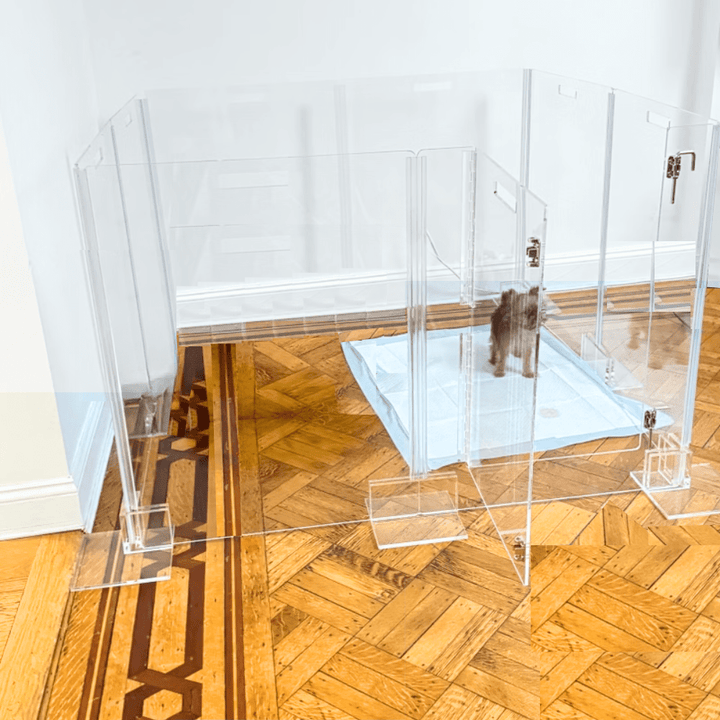 Hiddin Clear Acrylic Pet Playpen with Door – 32 in High
