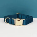 Load image into Gallery viewer, Luxe Blue Green Satin Dog Harness And Leash Set No Pull Custom Matching Pet Walking Gear Style by DDPaws
