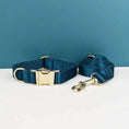 Load image into Gallery viewer, Luxe Blue Green Satin Dog Harness And Leash Set No Pull Custom Matching Pet Walking Gear Style by DDPaws
