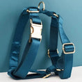 Load image into Gallery viewer, Luxe Blue Green Satin Dog Harness And Leash Set No Pull Custom Matching Pet Walking Gear Style by DDPaws
