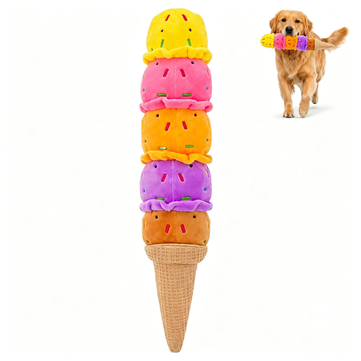 Rainbow ice cream plush dog toy