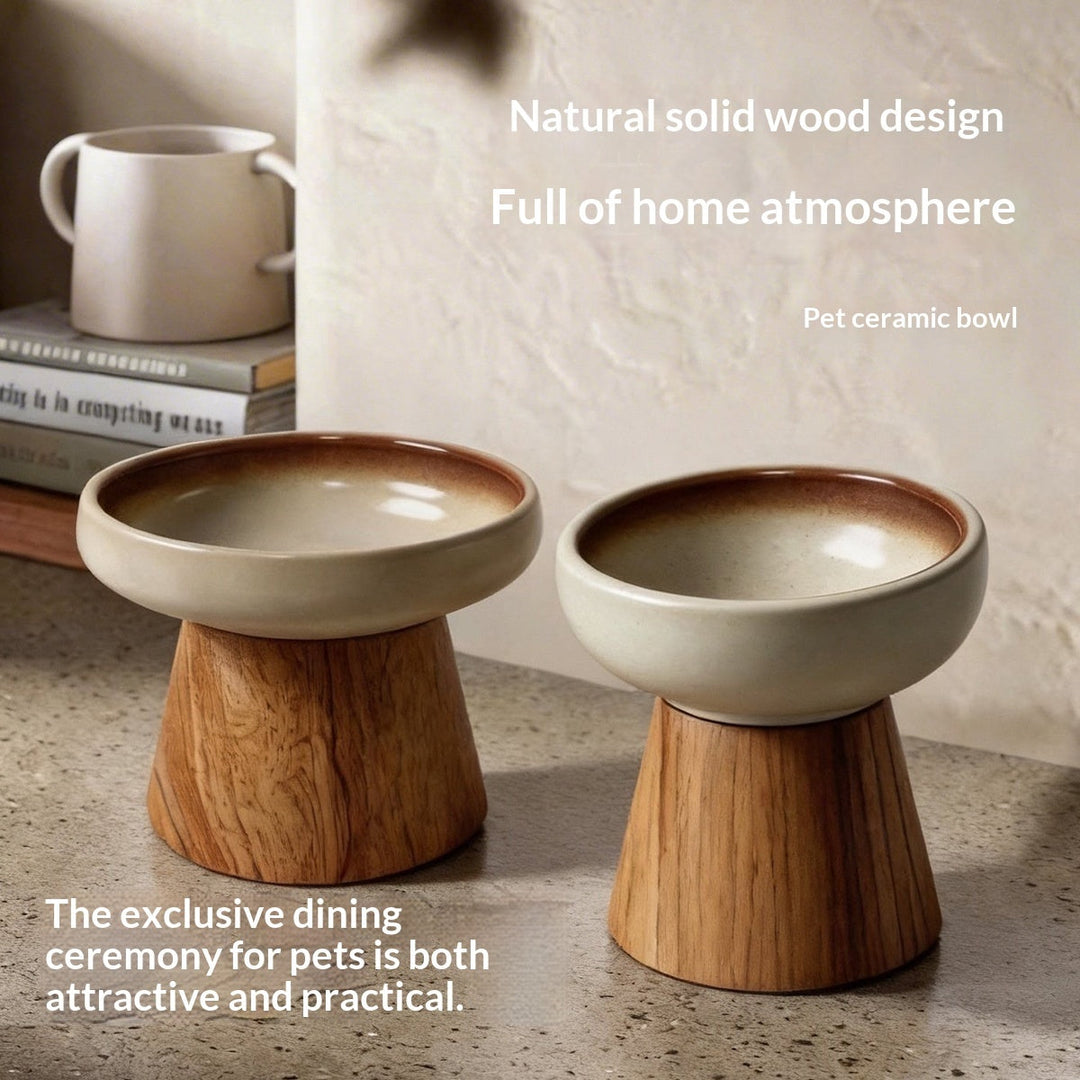 Ceramic bowl and wooden-base assortment