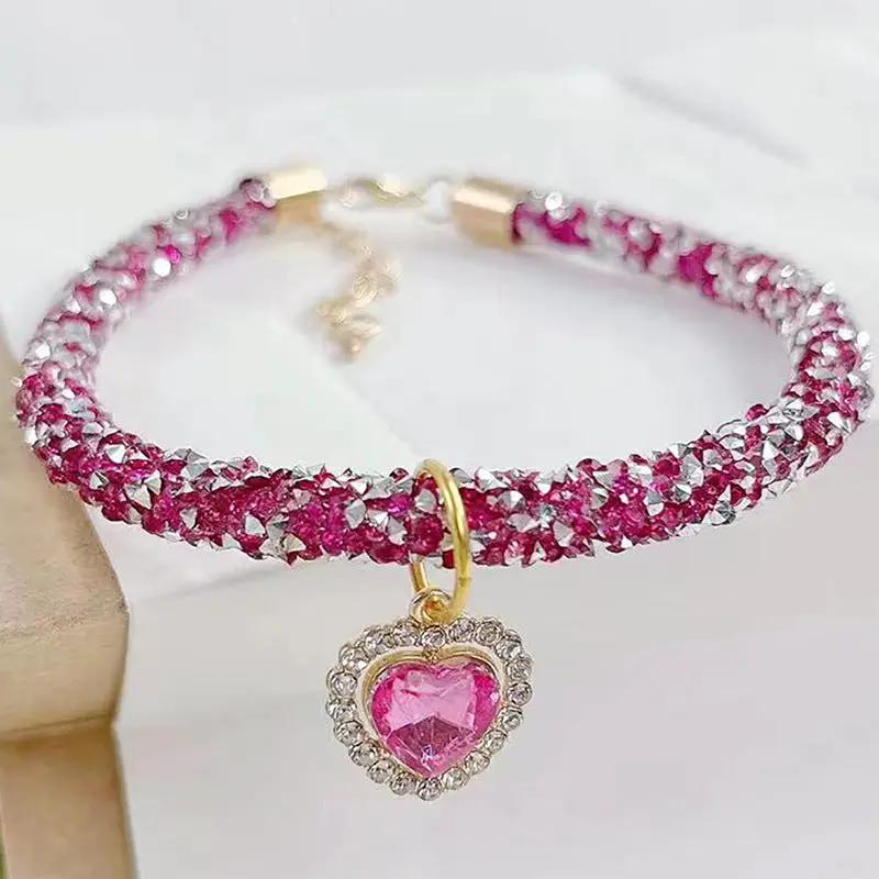 Cat Collar Heart Jewel Pendant Party Reflex Rhinestone Necklace by My Store