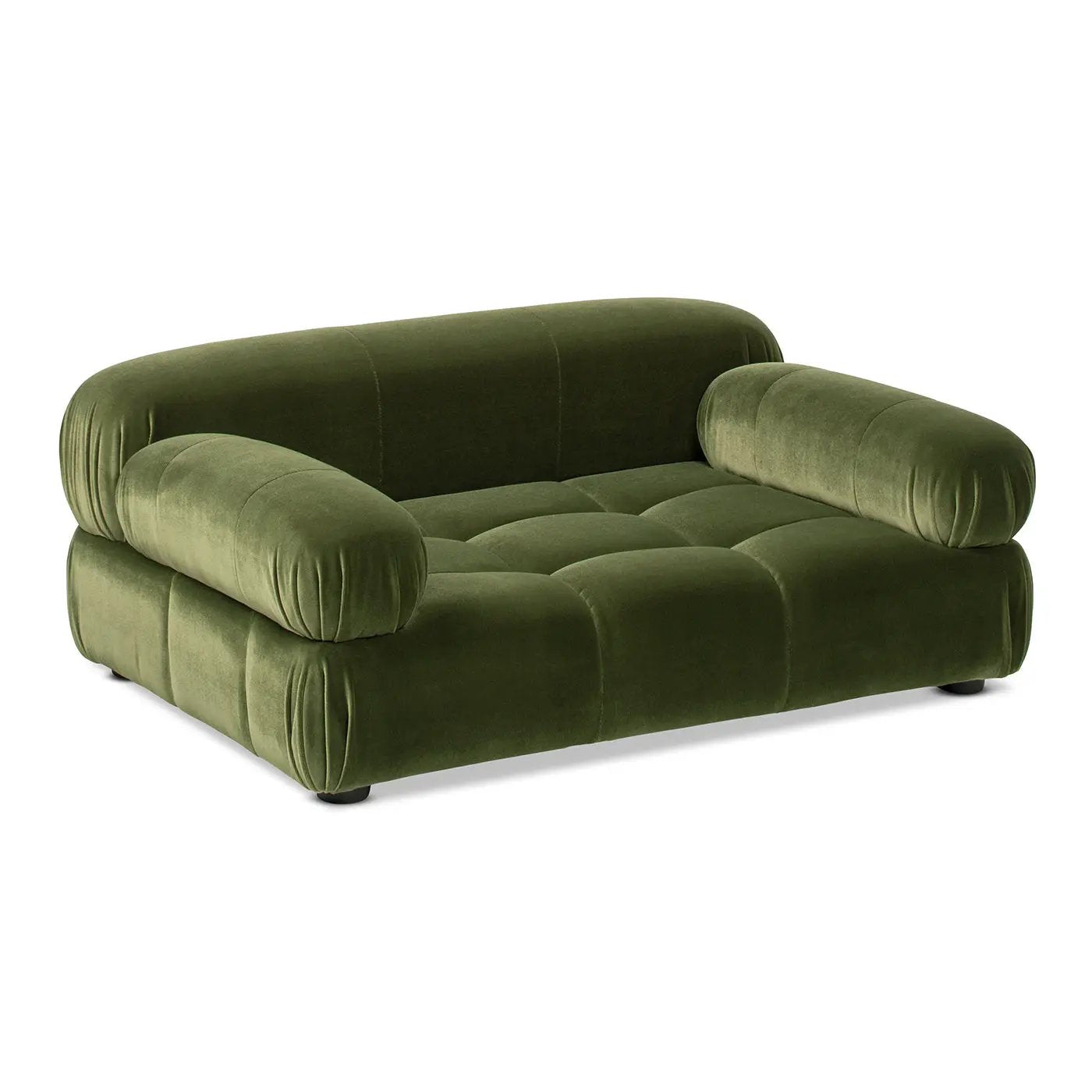 Marcel Upholstered Modern Small to Medium Pet Bed For Dogs and Cats Olive Green Velvet by HouseOfZazla