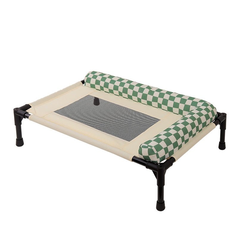 Raised mesh cot on white background