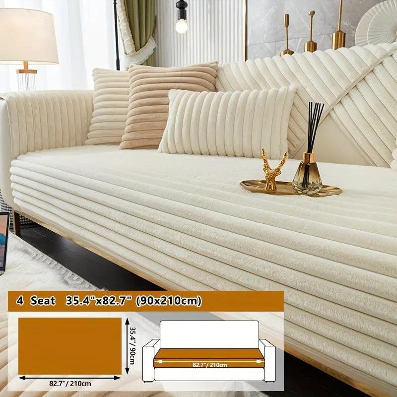 Luxurious Rabbit Fur Sofa Slipcover by topspet in light grey; non-slip, 4-seat sofa cover.