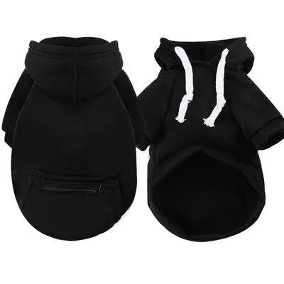 SOCKPET Spring Hoodie for Small & Medium Dogs, black dog hoodie with white drawstrings