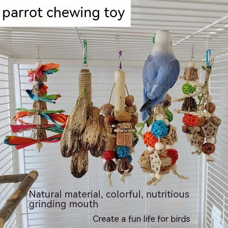 Yangtao Natural Parrot Chew Toys Bird Cage Stand Rod Accessories Vine Ball Corn Core Durable Wood Material Set by Sell My Stuff