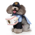 Gallery viewerに画像を読み込む, Cosplay dog outfit by Pet Zen; blue cape, police hat, and a white box prop.
