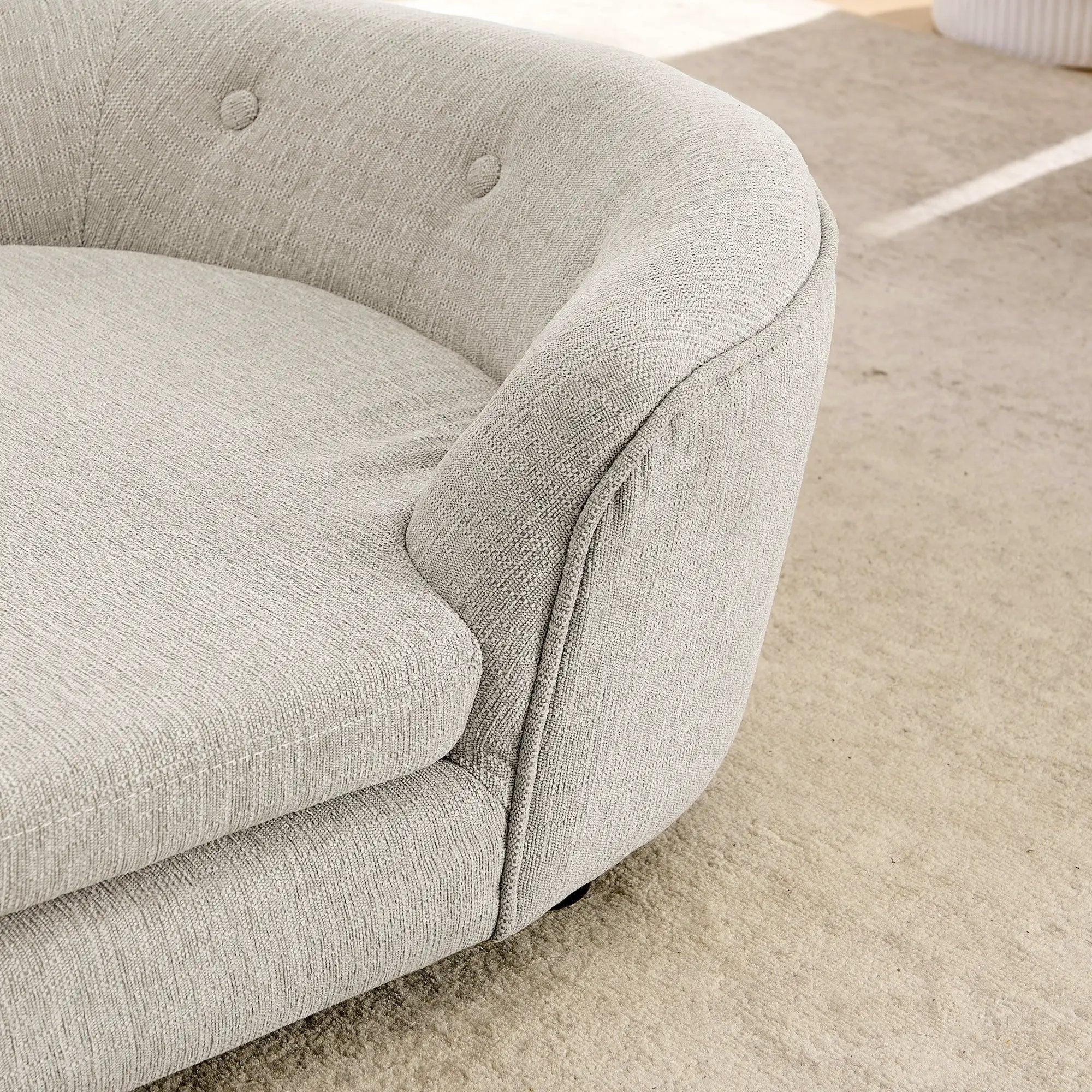 OVERSIZED Size Oval Semi-Enclosed Dog Sofa - Durable Linen Material, Button-Tufted Backrest, High-Center Low-Sides Support & Plush Comfort-Beige by HouseOfZazla