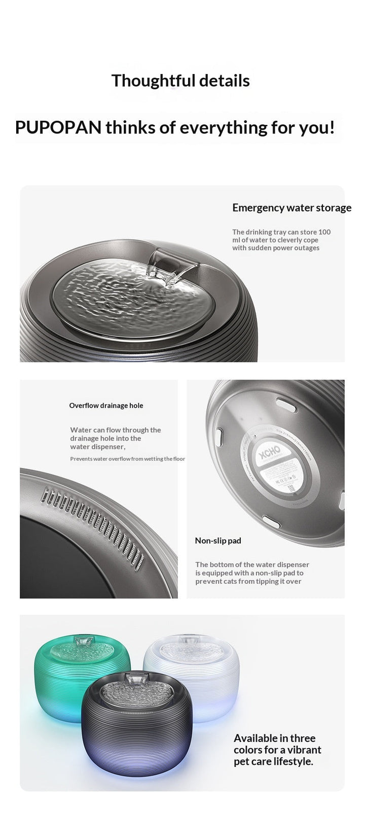 Close-up feature collage of ribbed fountain
