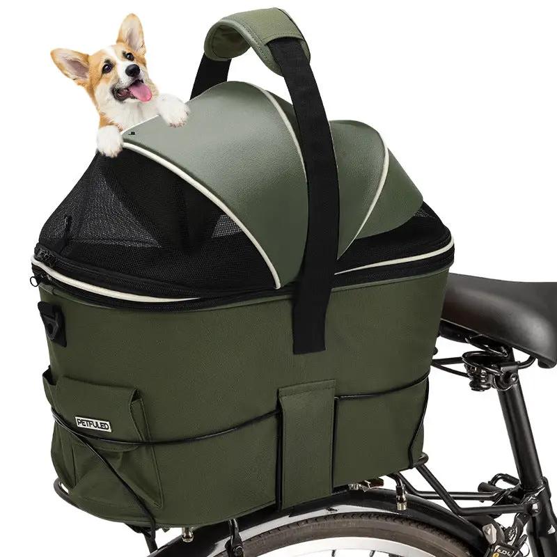 Rangi Rear Mounted Pet Bike Basket Large Canvas Bicycle Carrier For Small Dogs And Cats Safe by Pet Zen