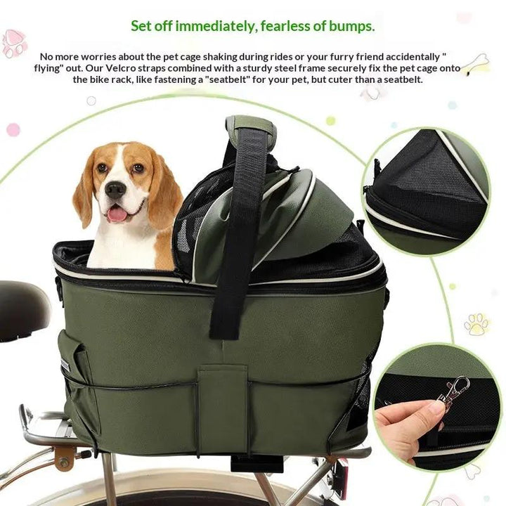 Rangi Rear Mounted Pet Bike Basket Large Canvas Bicycle Carrier For Small Dogs And Cats Safe by Pet Zen