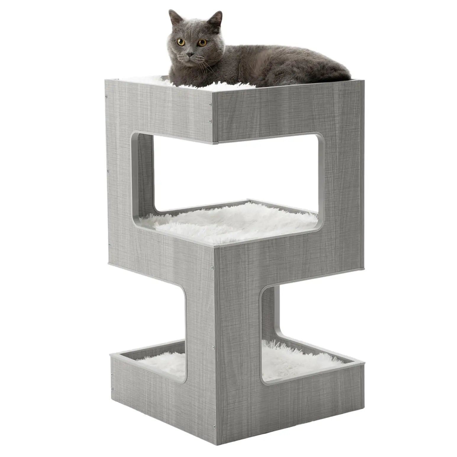 ACH Modern Cat Furniture Cat Tree Spacious Perch Multi-Level Cat Tower for Indoor Cats 27.5 Inch Luxury Cat Tree Stand House for Kittens with Removable Soft Blanket and Condo - from For Animals, With Love