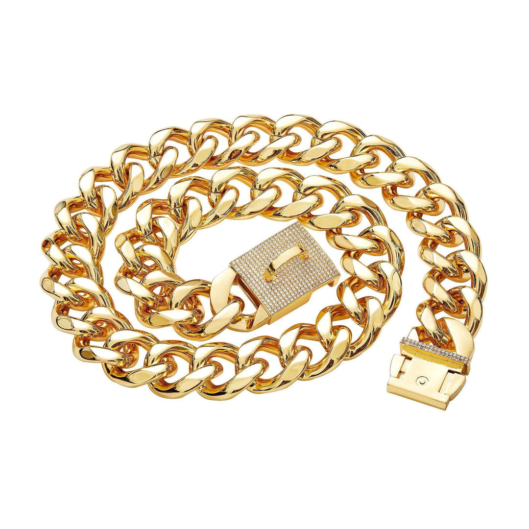 Gold-tone 19mm chain collar on white background
