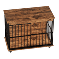 Charger l'image dans la visionneuse de la galerie, Large Sangria Beech wooden dog crate furniture with removable tray and secure doors, brown finish
