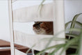 Carica l'immagine nel visualizzatore della galleria, Deluxe Cat Cubby Bed by Catastrophic Creations, cream fabric cat condo.
