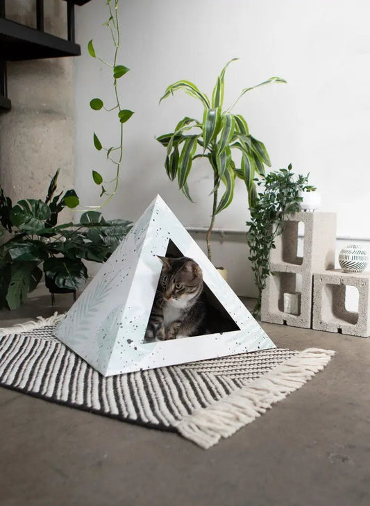 Kitty Kardboard Premium Cardboard Cat Pyramid Modern Sleek Home Decor And Cozy Cat Hideaway by KittyKardboard